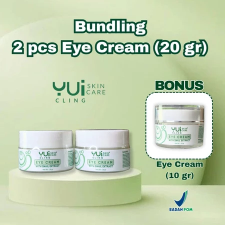 YUI Cling Eye Cream Krim Mata Untuk Lingkar Hitam Mata Panda & Mata Lelah Dengan Snail Extract 3