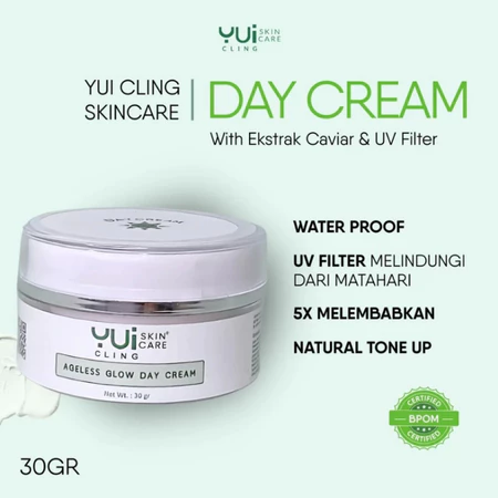 YUI Cling Ageless Glow Day Cream Krim Siang dengan 5X Ceramide & Ekstrak Kaviar