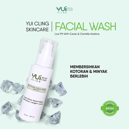 YUI Cling Soft Glow Facial Wash Low pH Pembersih Wajah Lembut dengan Caviar & Centella Asiatica