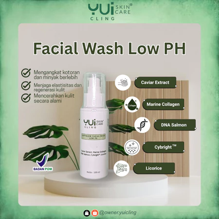 YUI Cling Soft Glow Facial Wash Low pH Pembersih Wajah Lembut dengan Caviar & Centella Asiatica 2